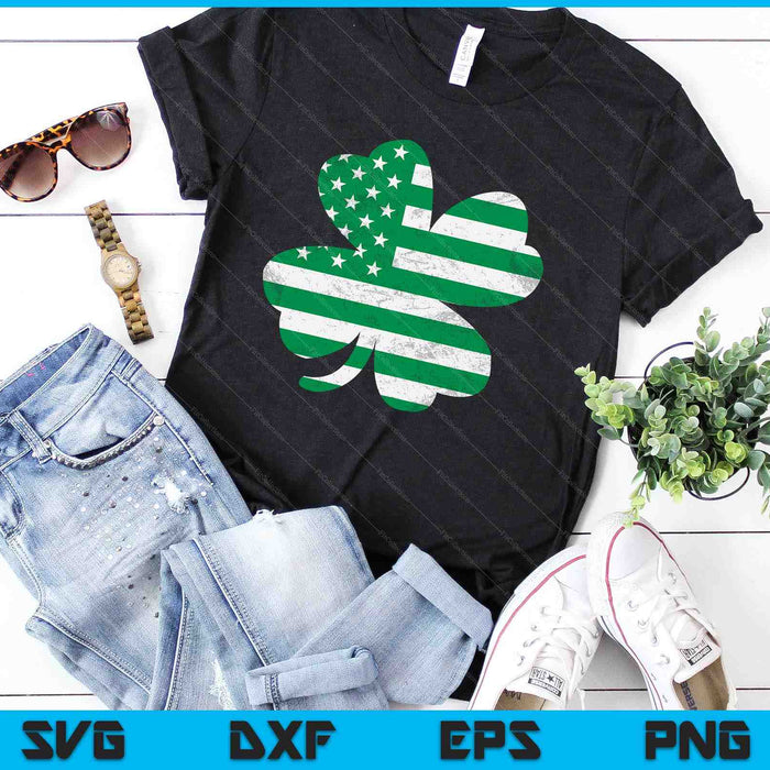 Irish American Flag Vintage Shamrock St Patricks Day SVG PNG Digital Printable Files