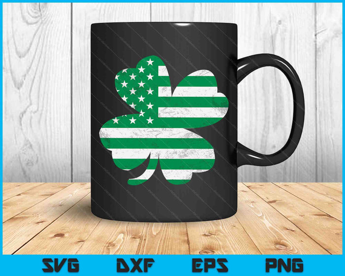 Ierse Amerikaanse vlag Vintage Shamrock St Patricks Day SVG PNG digitale afdrukbare bestanden