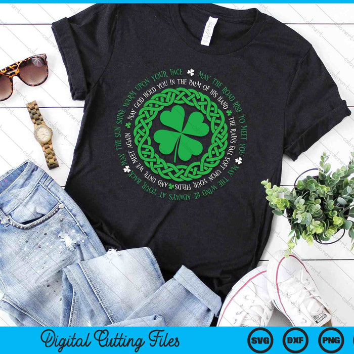 Irish Blessing Celtic Knot 4 Leaf Clover - St. Patrick's Day SVG PNG Digital Printable Files
