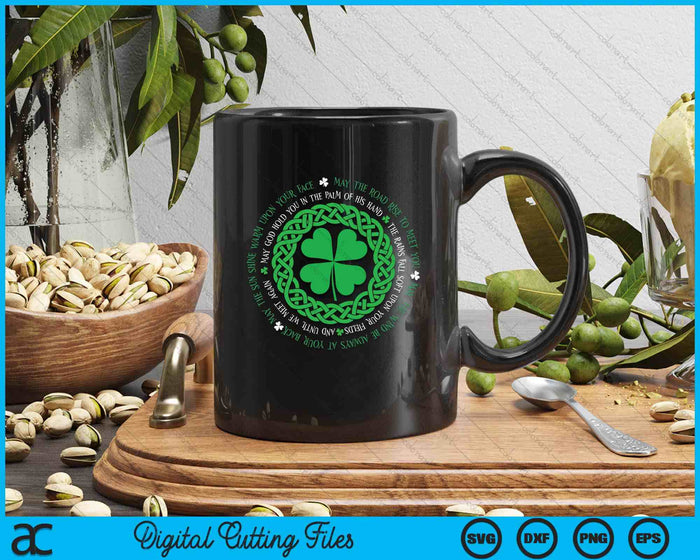Irish Blessing Celtic Knot 4 Leaf Clover - St. Patrick's Day SVG PNG Digital Printable Files