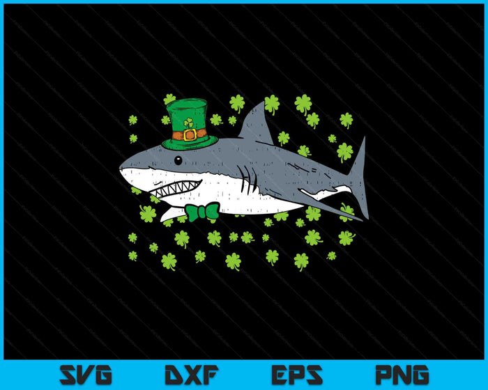 Irish Leprechaun Shark Shamrock St Patricks Day Animal SVG PNG Digital Printable Files