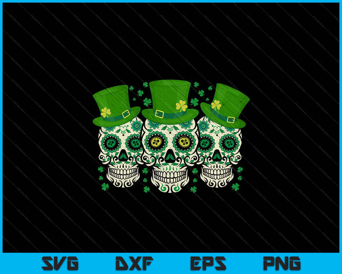 Irish Mexican Sugar Skull Leprechauns Cool St Patricks Day SVG PNG Digital Printable Files