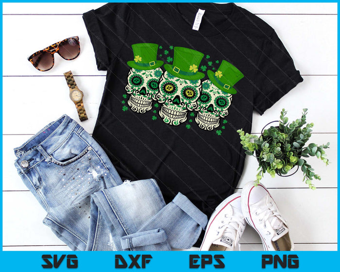 Irish Mexican Sugar Skull Leprechauns Cool St Patricks Day SVG PNG Digital Printable Files