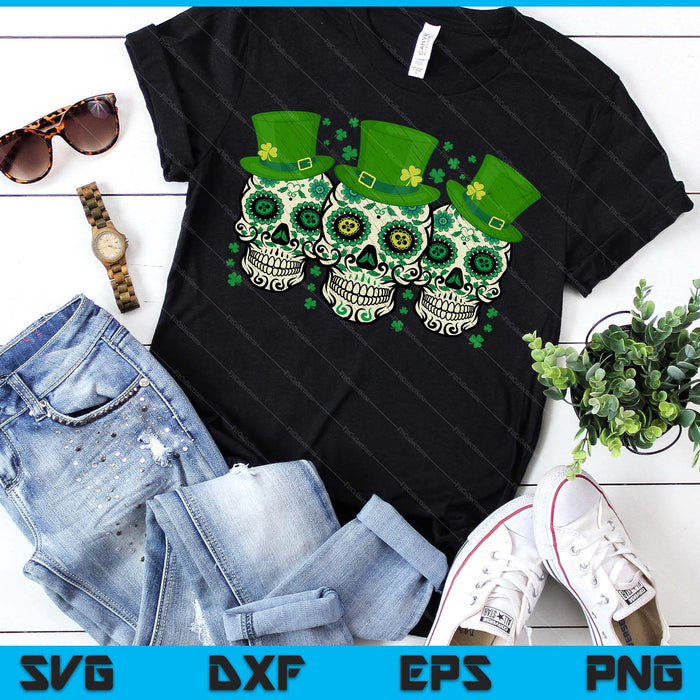 Irish Mexican Sugar Skull Leprechauns Cool St Patricks Day SVG PNG Digital Printable Files