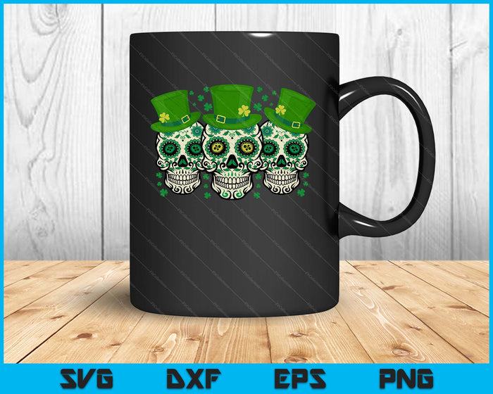 Irish Mexican Sugar Skull Leprechauns Cool St Patricks Day SVG PNG Digital Printable Files