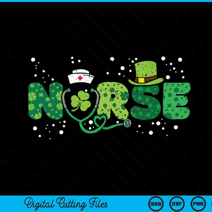 Ierse verpleegster stethoscoop scrub St Patrick's Day verpleegkundigen SVG PNG digitale snijbestanden