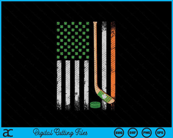 Irish USA flag leprechaun lucky hockey St. Patrick's Day SVG cut file