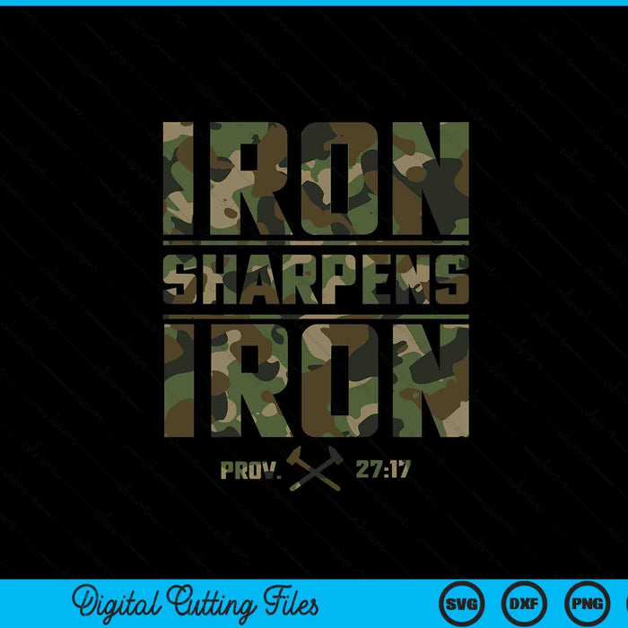 Iron Sharpens Iron Christian Men Camo Scripture Gym Workout SVG PNG Digital Printable Files
