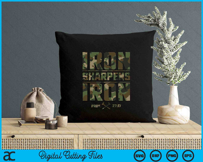 Iron Sharpens Iron Christian Men Camo Scripture Gym Workout SVG PNG Digital Printable Files