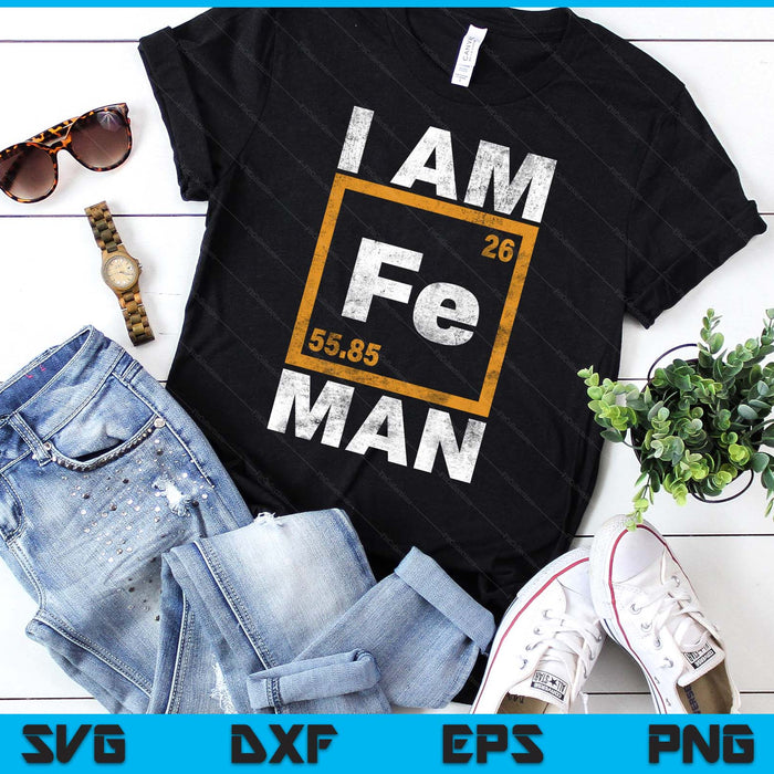 Iron (Fe) Man T-shirt Funny Periodic Element SVG PNG Digital Printable Files