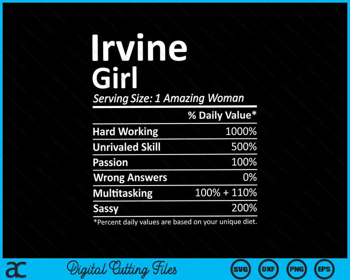 Irvine Girl CA California City Home Roots SVG PNG Archivos de corte digital