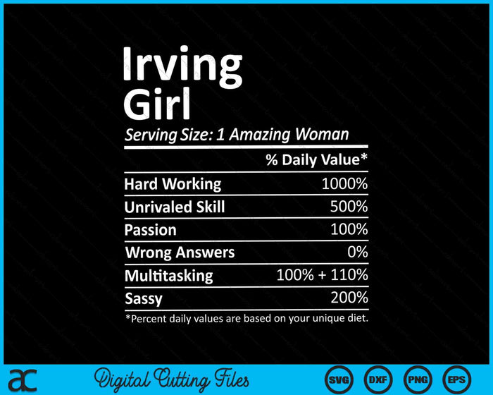 Irving Girl TX Texus Funny City Home Roots SVG PNG Archivo de corte digital