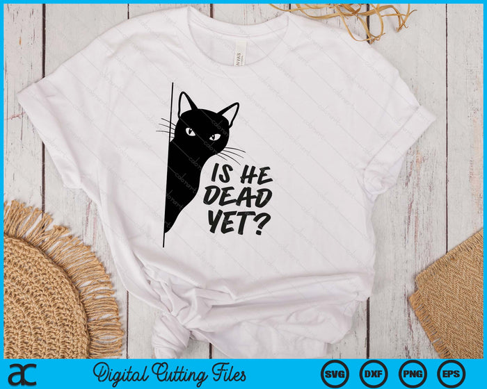 Is-He-Vintage-Dead-Yet Sarcastic Cat Humor Tee SVG PNG Digital Printable Files