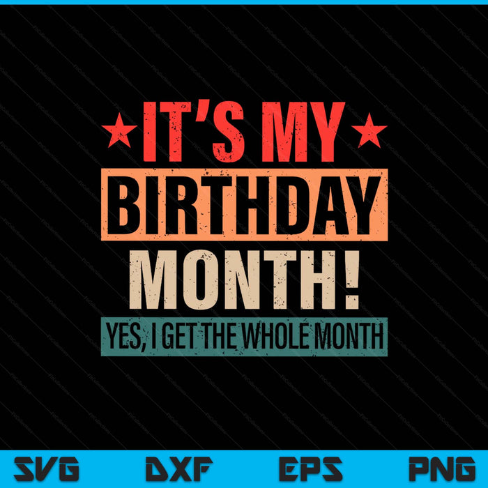 It is my birthday yes the whole month SVG PNG cut file for Cricut
