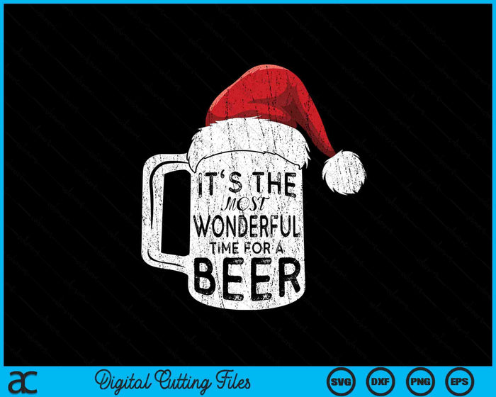 It'S The Most Wonderful Time For A Beer Christmas Santa Hat SVG PNG Digital Cutting Files