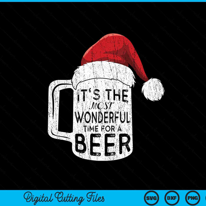 It'S The Most Wonderful Time For A Beer Christmas Santa Hat SVG PNG Digital Cutting Files