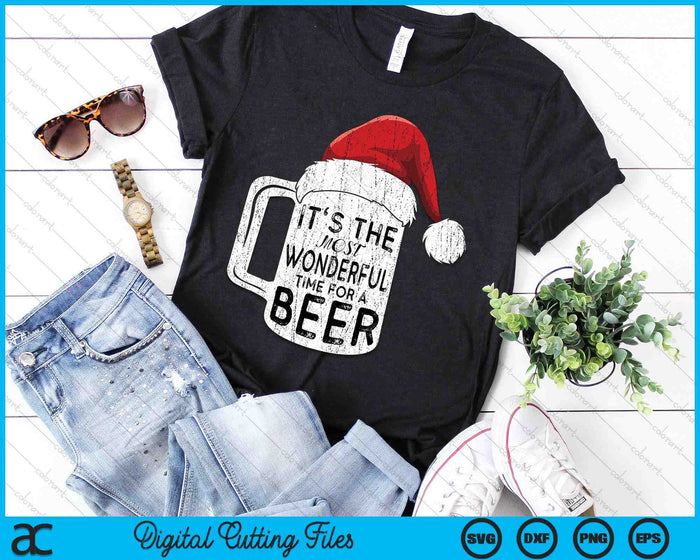 It'S The Most Wonderful Time For A Beer Christmas Santa Hat SVG PNG Digital Cutting Files