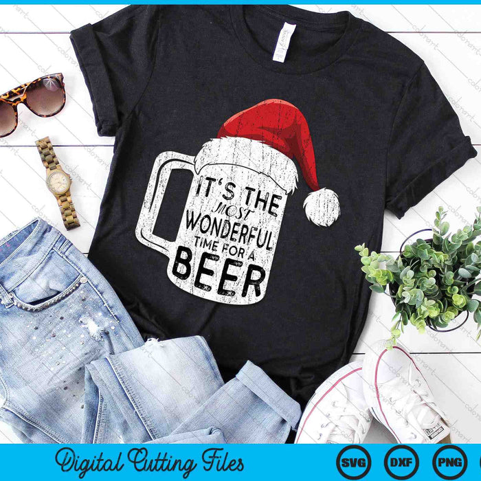 It'S The Most Wonderful Time For A Beer Christmas Santa Hat SVG PNG Digital Cutting Files