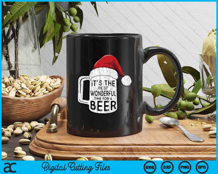 It'S The Most Wonderful Time For A Beer Christmas Santa Hat SVG PNG Digital Cutting Files