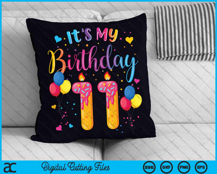 It's My 11th Birthday Doughnut Happy 11 Years Old SVG PNG Digital Cutting Files