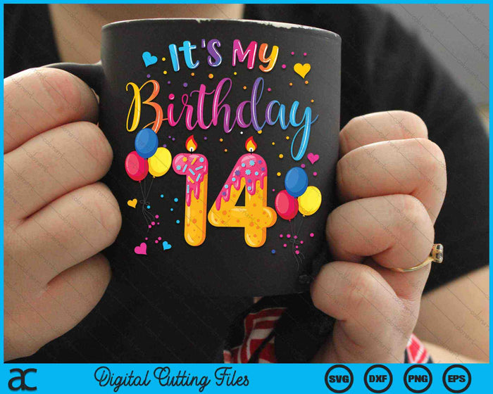 It's My 14th Birthday Doughnut Happy 14 Years Old SVG PNG Digital Cutting Files