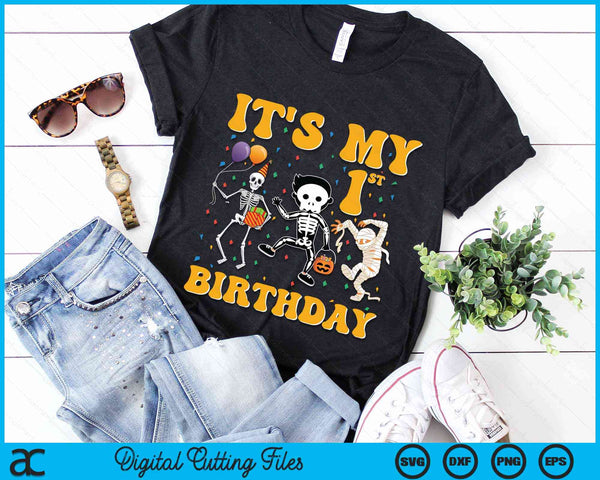 It's My 1st Birthday Boy Funny Skeleton Pumpkin Halloween SVG PNG Digital Cutting File