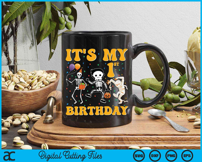 It's My 1st Birthday Boy Funny Skeleton Pumpkin Halloween SVG PNG Digital Cutting File