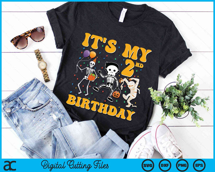 It's My 2nd Birthday Boy Funny Skeleton Pumpkin Halloween SVG PNG Digital Cutting File