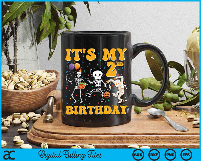 It's My 2nd Birthday Boy Funny Skeleton Pumpkin Halloween SVG PNG Digital Cutting File