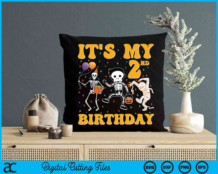 It's My 2nd Birthday Boy Funny Skeleton Pumpkin Halloween SVG PNG Digital Cutting File