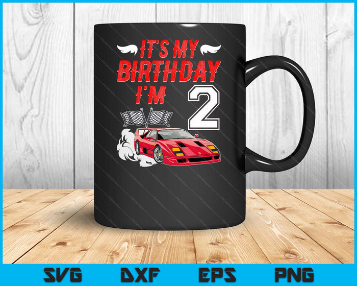 It's My 2nd Birthday Boy Race Car Racing 2 Years Old SVG PNG Digital Printable Files