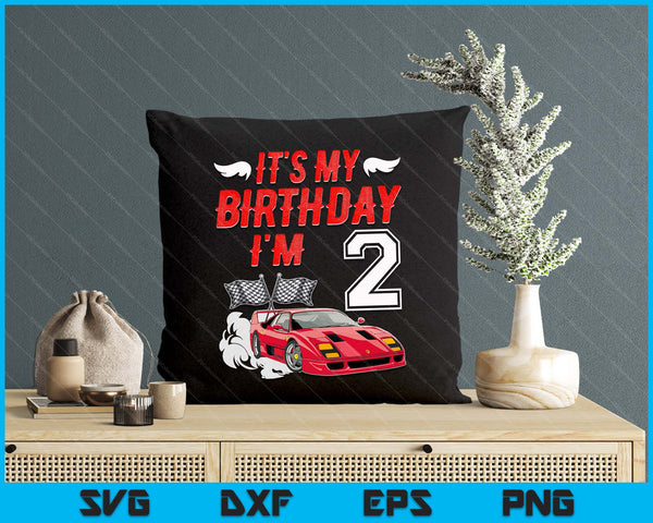 It's My 2nd Birthday Boy Race Car Racing 2 Years Old SVG PNG Digital Printable Files