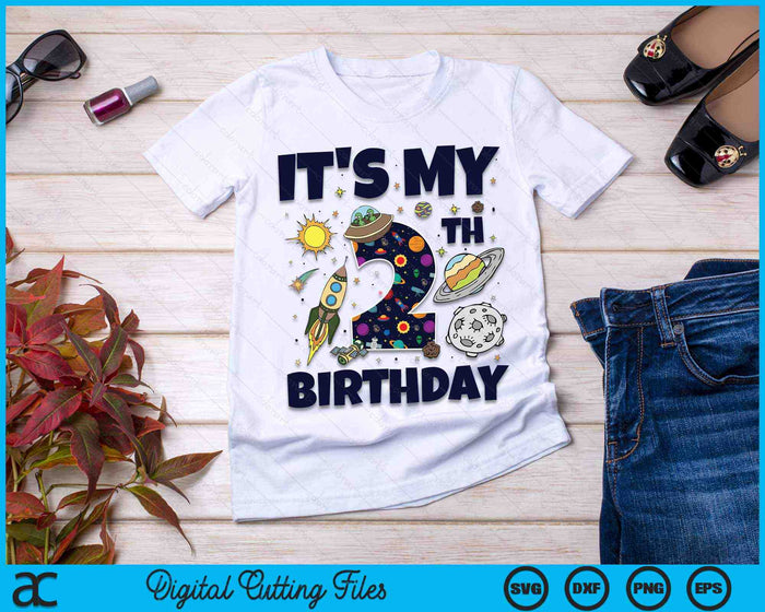 It's My 2nd Birthday Outer Space 2 Year Old 2nd Birthday Party SVG PNG Digital Cutting Files