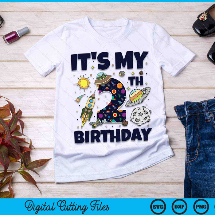 It's My 2nd Birthday Outer Space 2 Year Old 2nd Birthday Party SVG PNG Digital Cutting Files