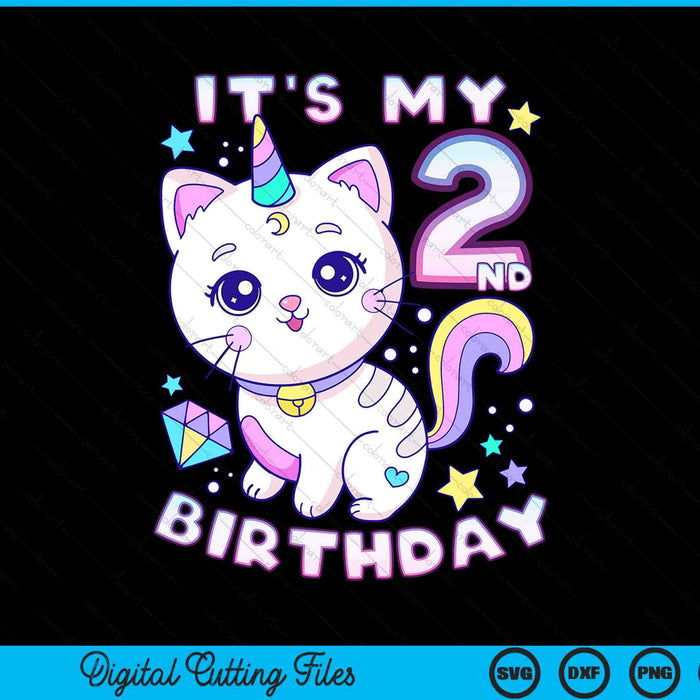 It's my 2nd birthday unicorn girl 2 years old SVG cut file
