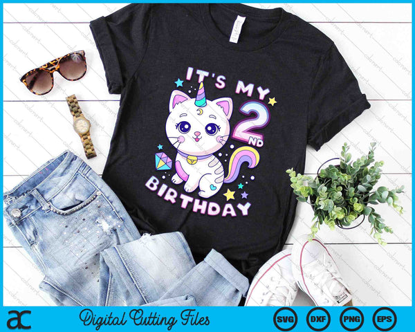 It's My 2nd Birthday Unicorn Birthday Girl 2 Years Old SVG PNG Digital Printable Files