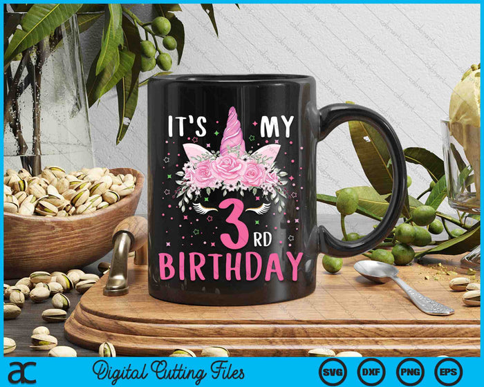 It's My 3rd Birthday 3 Years Old Birthday Unicorn SVG PNG Digital Printable Files