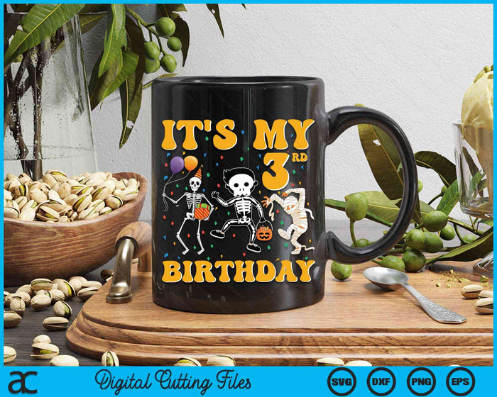 It's My 3rd Birthday Boy Funny Skeleton Pumpkin Halloween SVG PNG Digital Cutting File