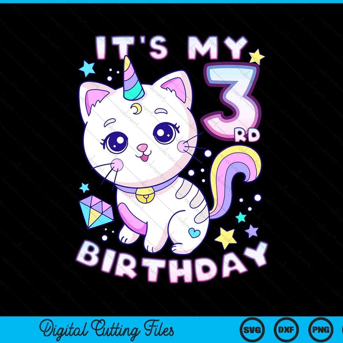 It's my 3rd birthday unicorn girl 3 years old SVG cut file