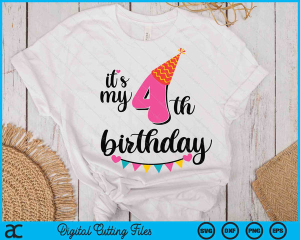 It's My 4th Birthday Party SVG PNG Digital Printable Files