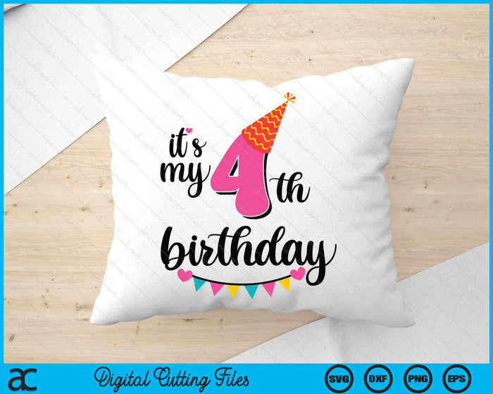 It's My 4th Birthday Party SVG PNG Digital Printable Files