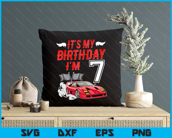 It's My 7th Birthday Boy Race Car Racing 7 Years Old SVG PNG Digital Printable Files