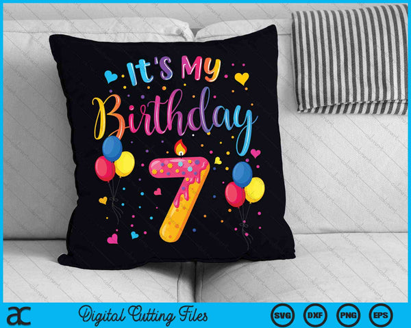 It's My 7th Birthday Doughnut Happy 7 Years Old SVG PNG Digital Cutting Files