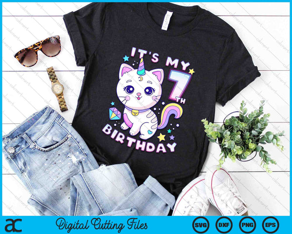 It's My 7th Birthday Unicorn Birthday Girl 7 Years Old SVG PNG Digital Cutting Files