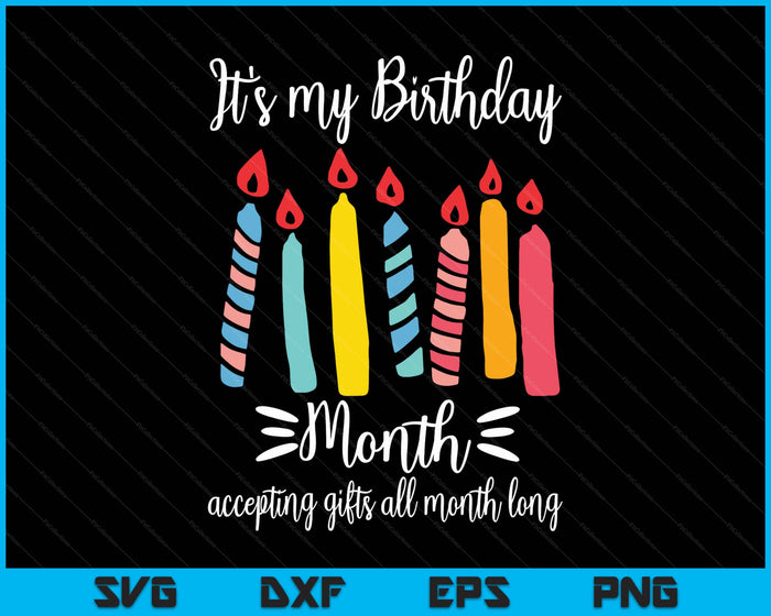 It's My Birthday Month Accepting Gifts All Month SVG PNG Digital Printable Files