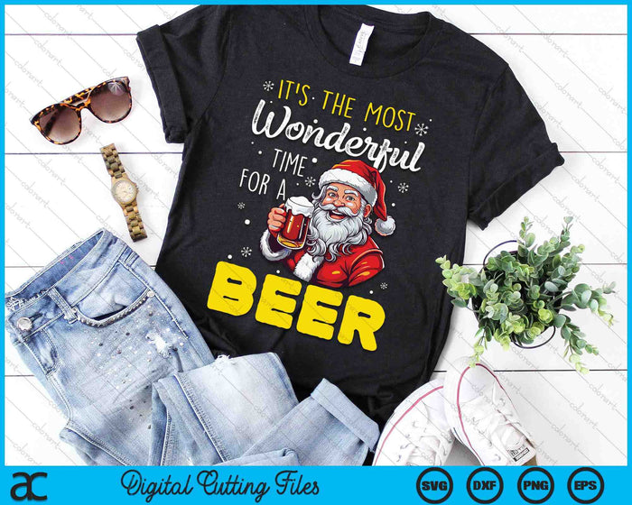 It's The Most Wonderful Time For A Beer Christmas Santa Beer SVG PNG Digital Cutting Files