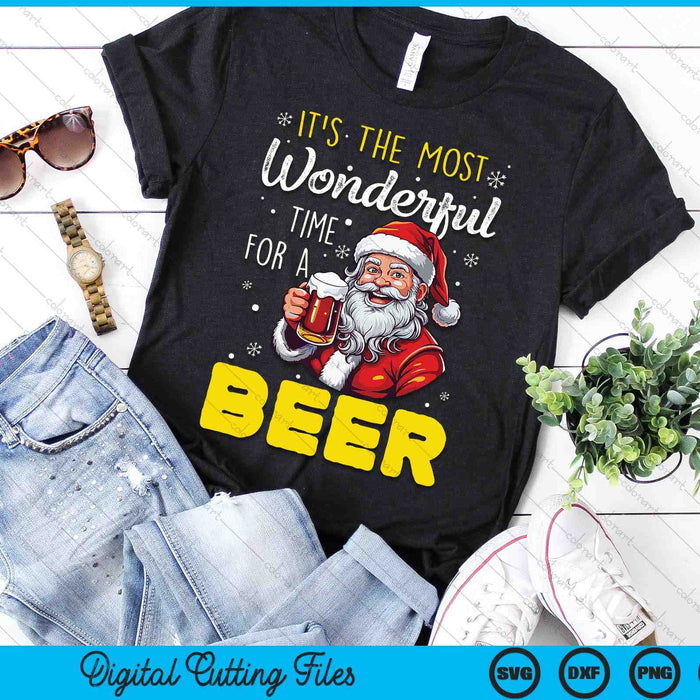 It's The Most Wonderful Time For A Beer Christmas Santa Beer SVG PNG Digital Cutting Files