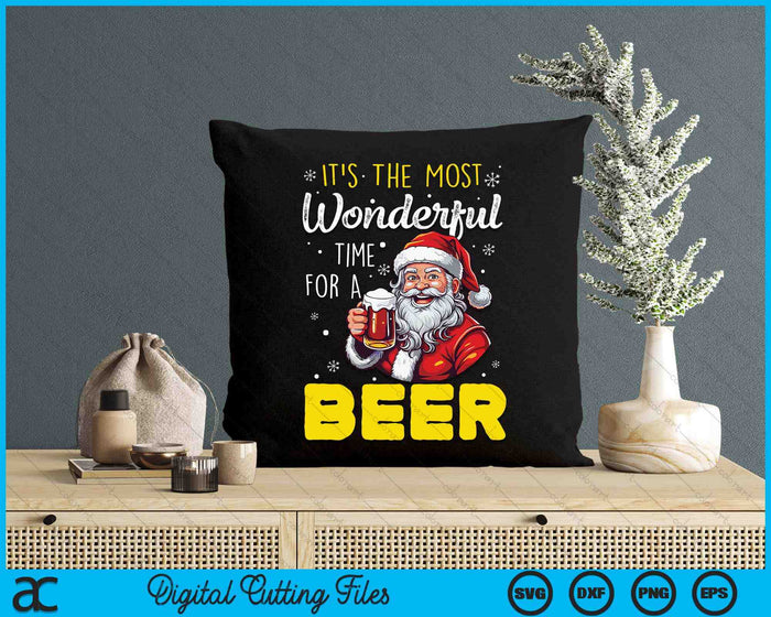 It's The Most Wonderful Time For A Beer Christmas Santa Beer SVG PNG Digital Cutting Files