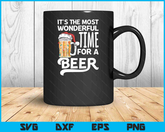 It's The Most Wonderful Time For A Beer Christmas Santa Hat SVG PNG Digital Printable Files