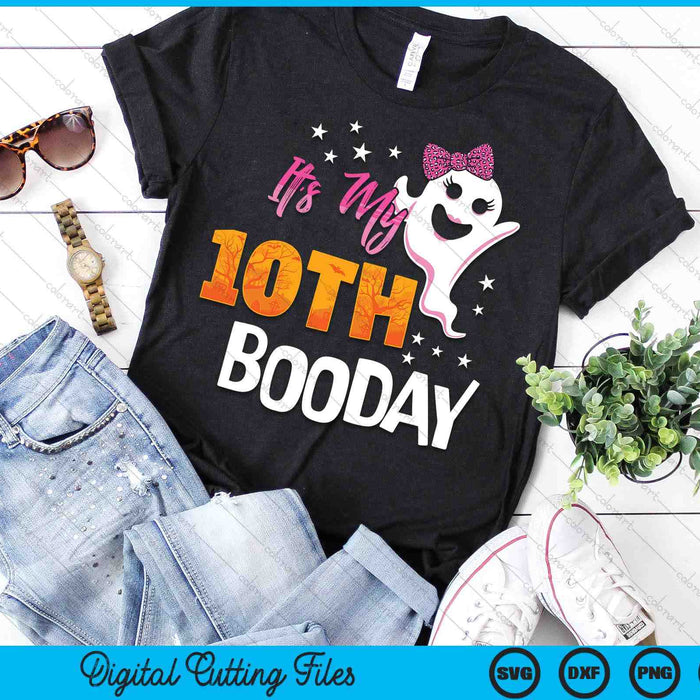 Its My 10th Boo Day Cute Halloween Birthday Ghost Pink Bow SVG PNG Digital Printable Files